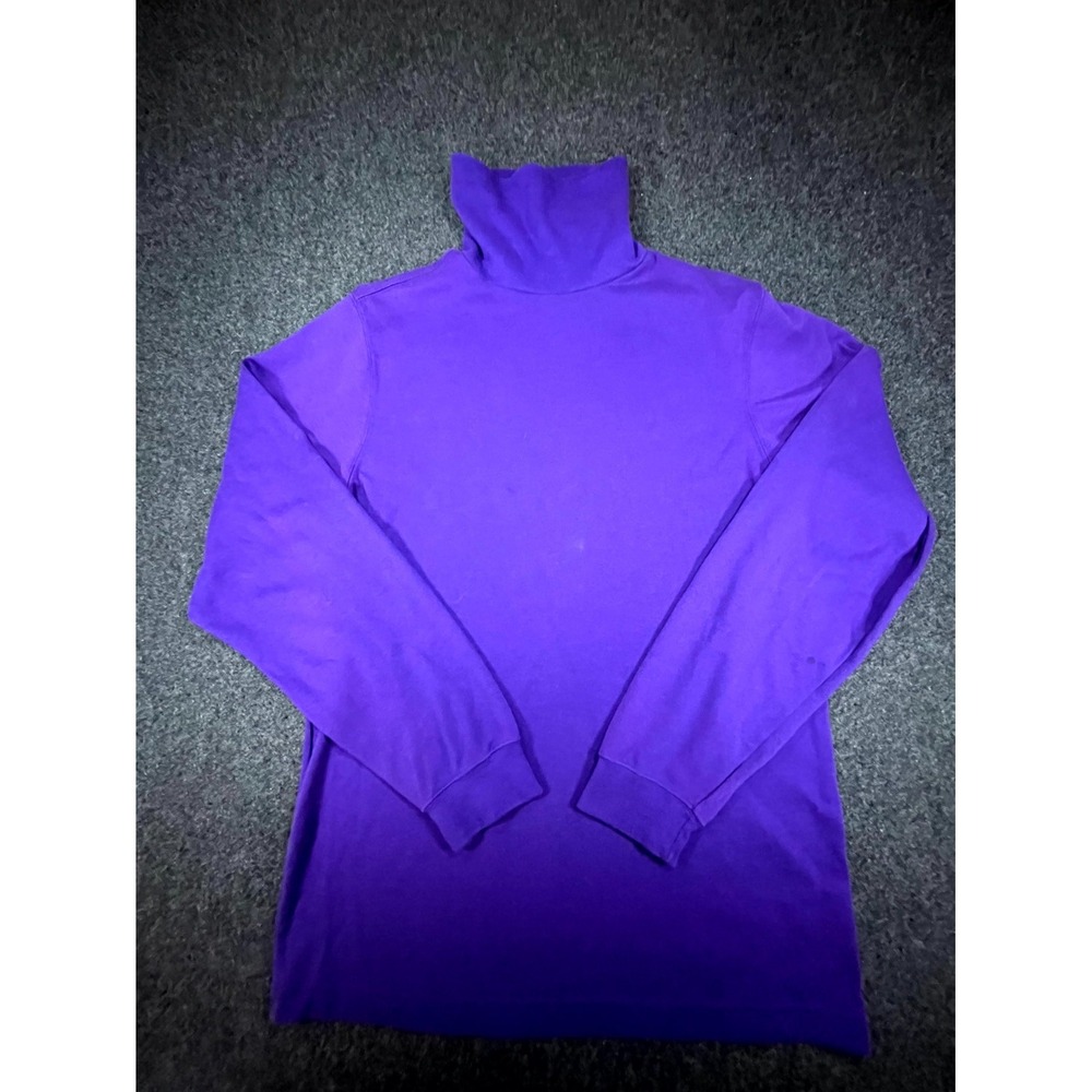 Vintage Lands' End Long Sleeve T-Shirt Men's Small Purple Cotton Turtleneck